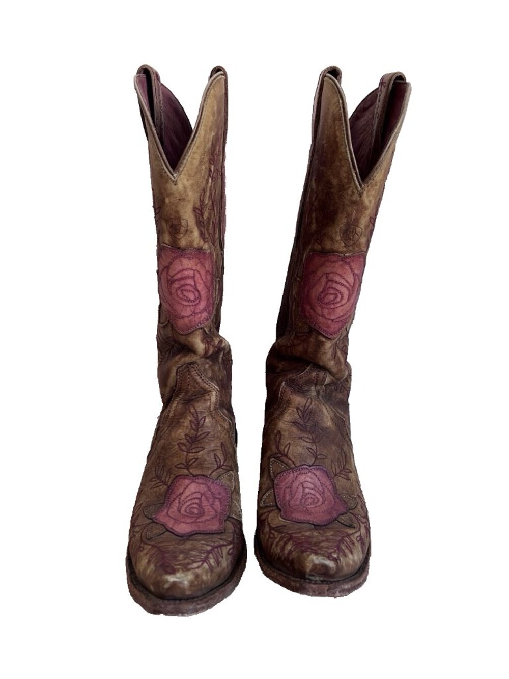 Ariat Rosalind Womens Western Boots Size 9 B Brown Leather Rose Floral Snip Toe - Picture 3 of 11